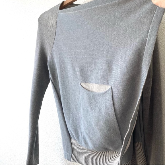 CAbi Cardigan Sweater Open Front Small Gray Cotton Ribbed Hem Minimalist - Picture 12 of 16